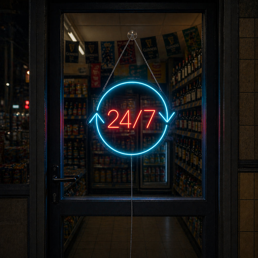 24/7 LED Neon Sign - Made in London Shop Neon Signs