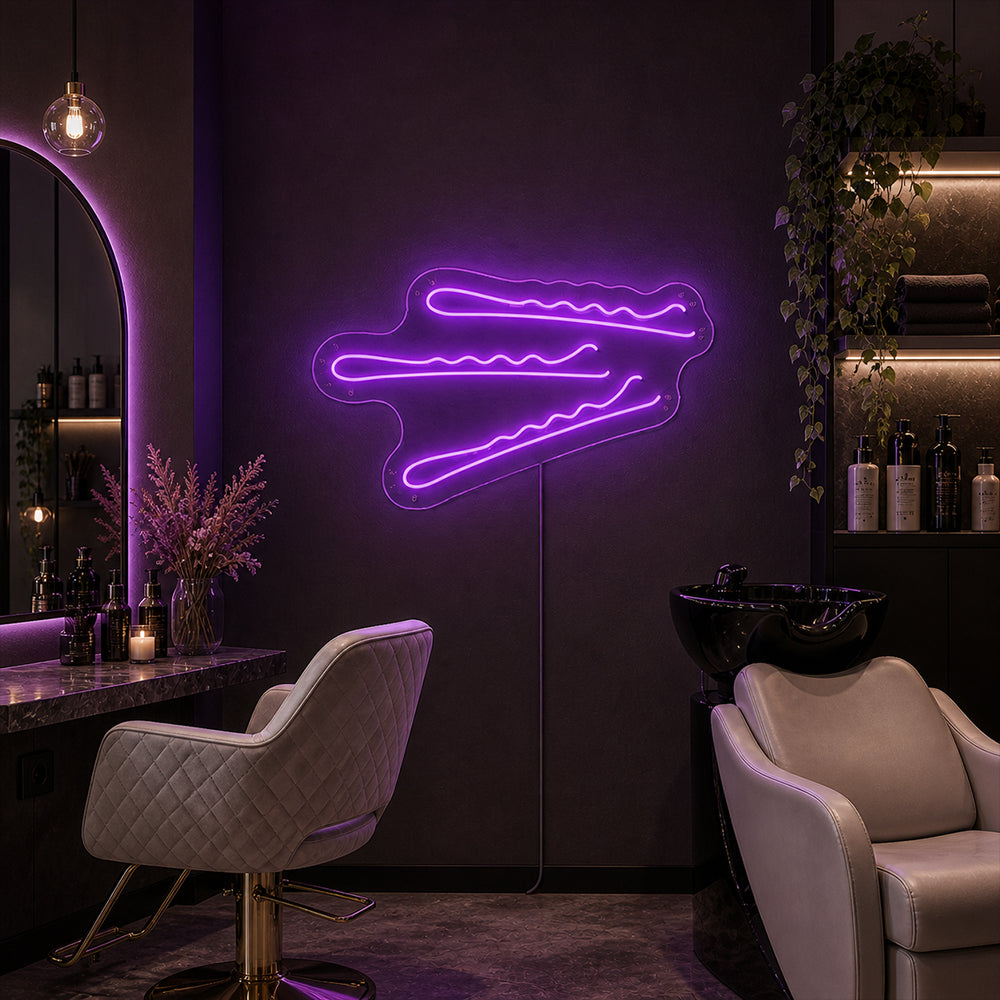 Hair Pins LED Neon Sign - Made in London Bobby Pins Neon Signs