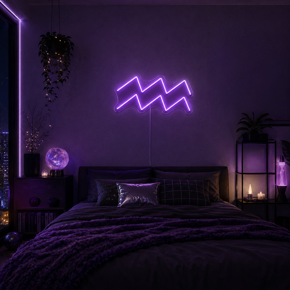 Aquarius LED Neon Sign - Made in London Zodiac Neon Signs