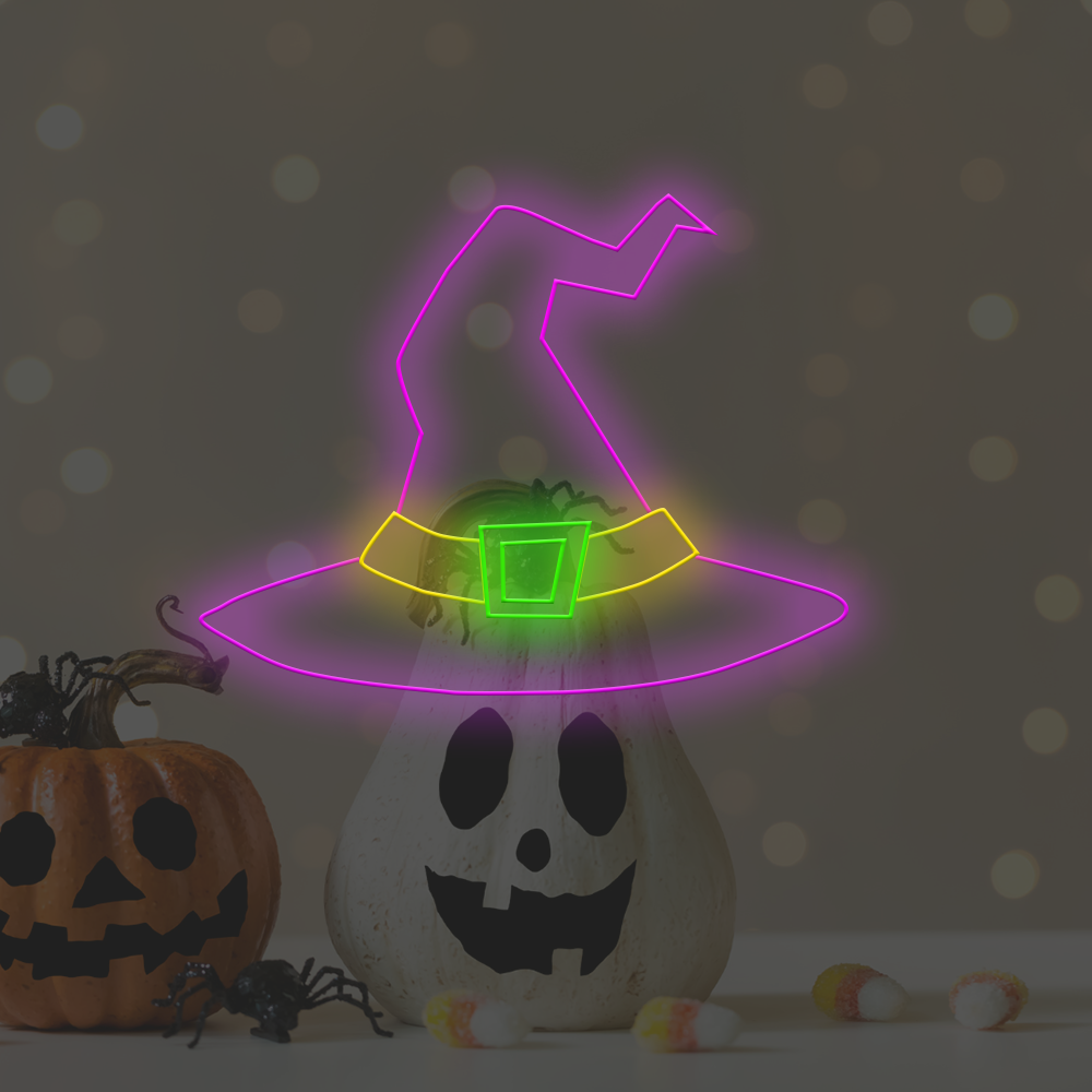 Noitahattu - Halloween LED-valokyltti, valmistettu Lontoossa