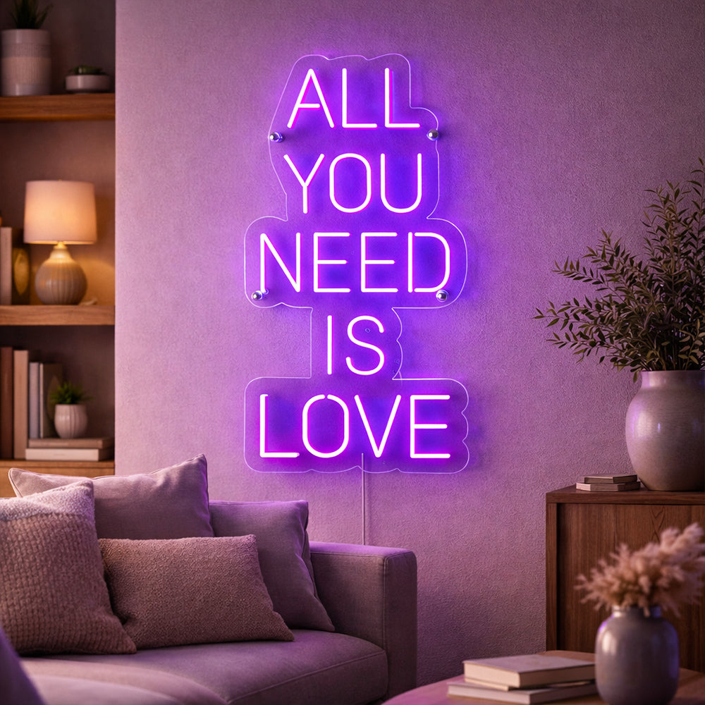 All You Need Is Love Caps LED Neon Sign - Hecho en Londres Inspirational Neon Signs