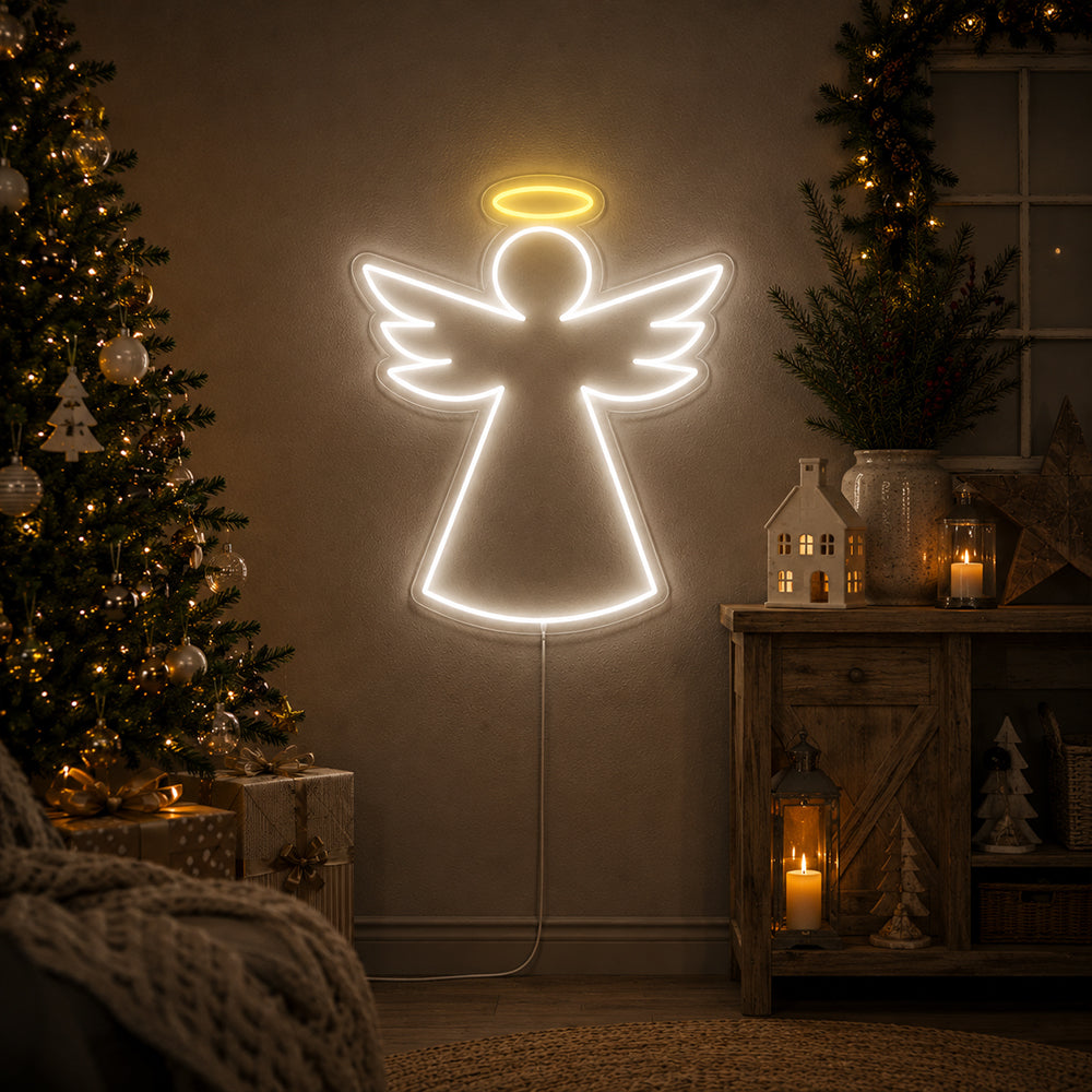 Christmas Angel LED Neon Sign - Made in London Christmas Neon Signs