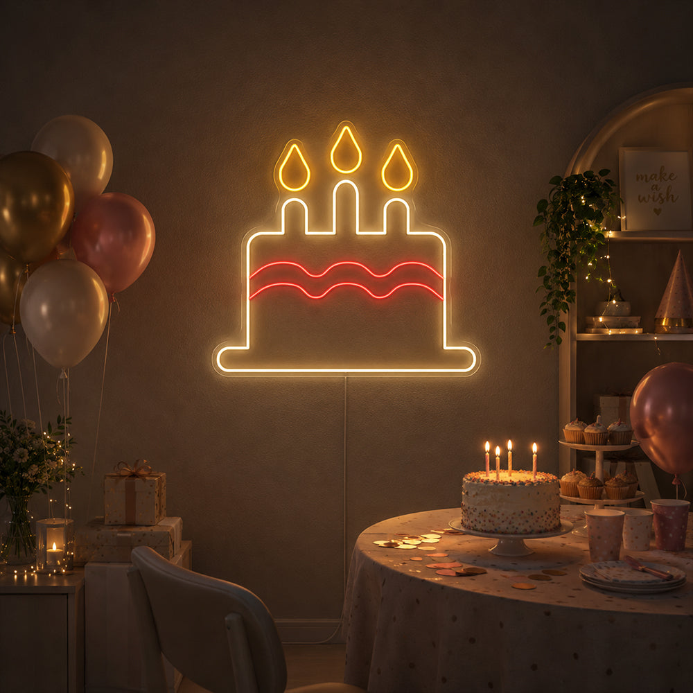 Birthday Cake LED Neon Sign - Made in London Party Neon Signs