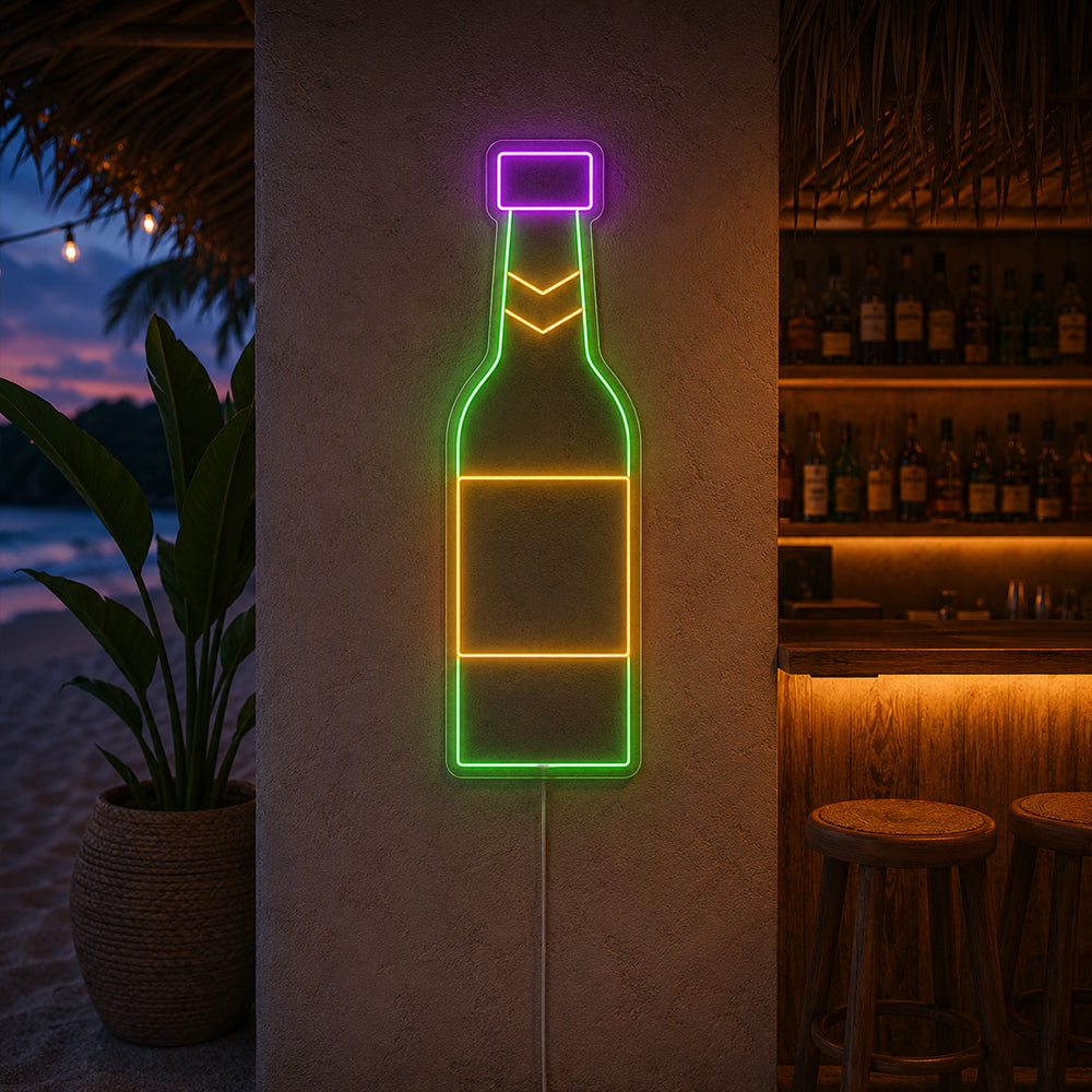 Bottle LED Neon Sign - Made in London Food Restaurants Neon Signs