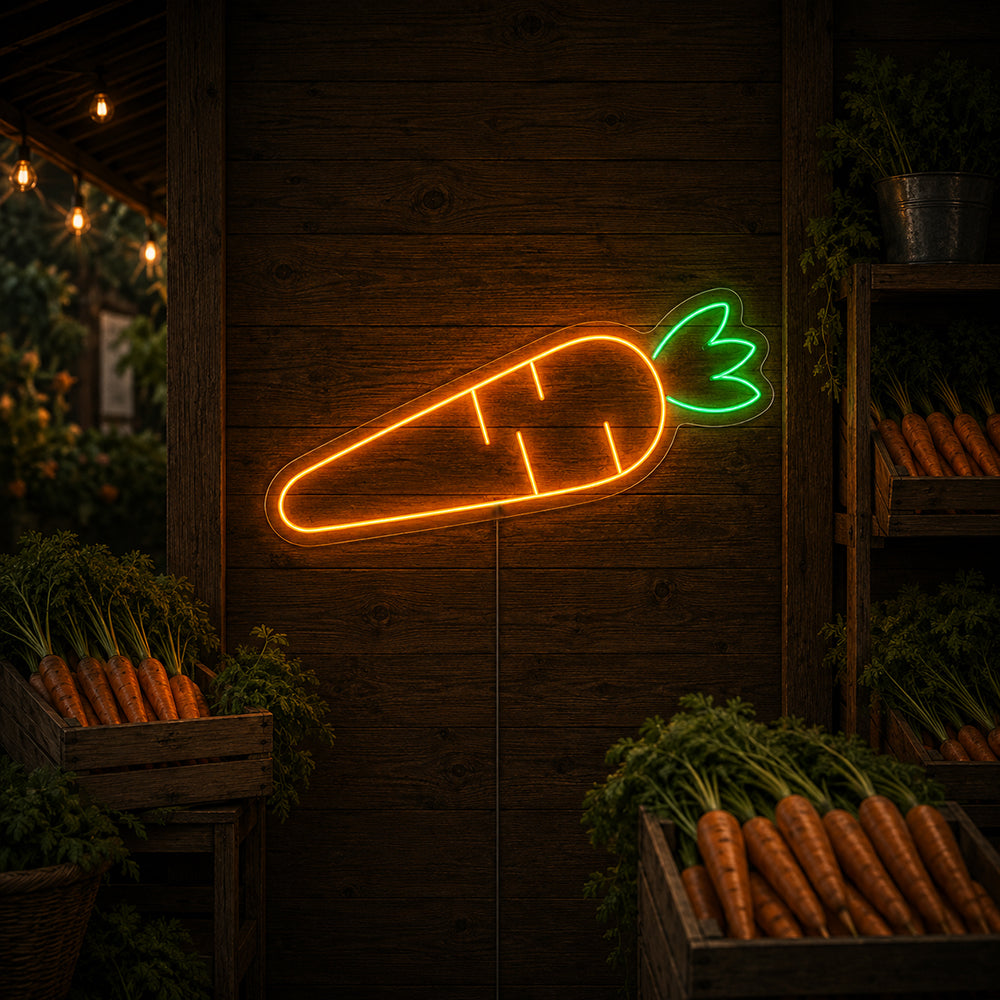 Carrot LED Neon Sign - Made in London Food Restaurants Neon Signs