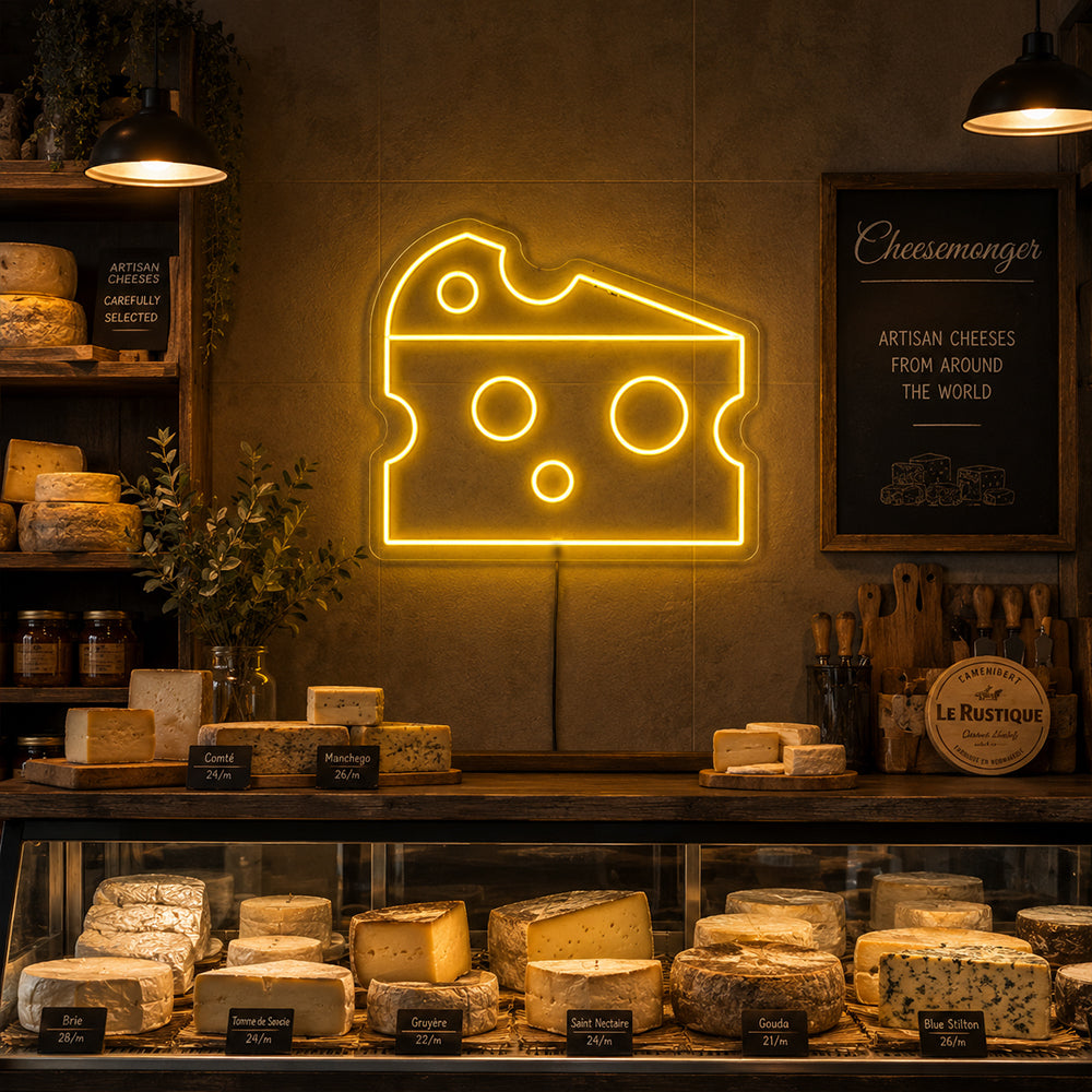 Cheese LED Neon Sign - Made in London Food Restaurants Neon Signs