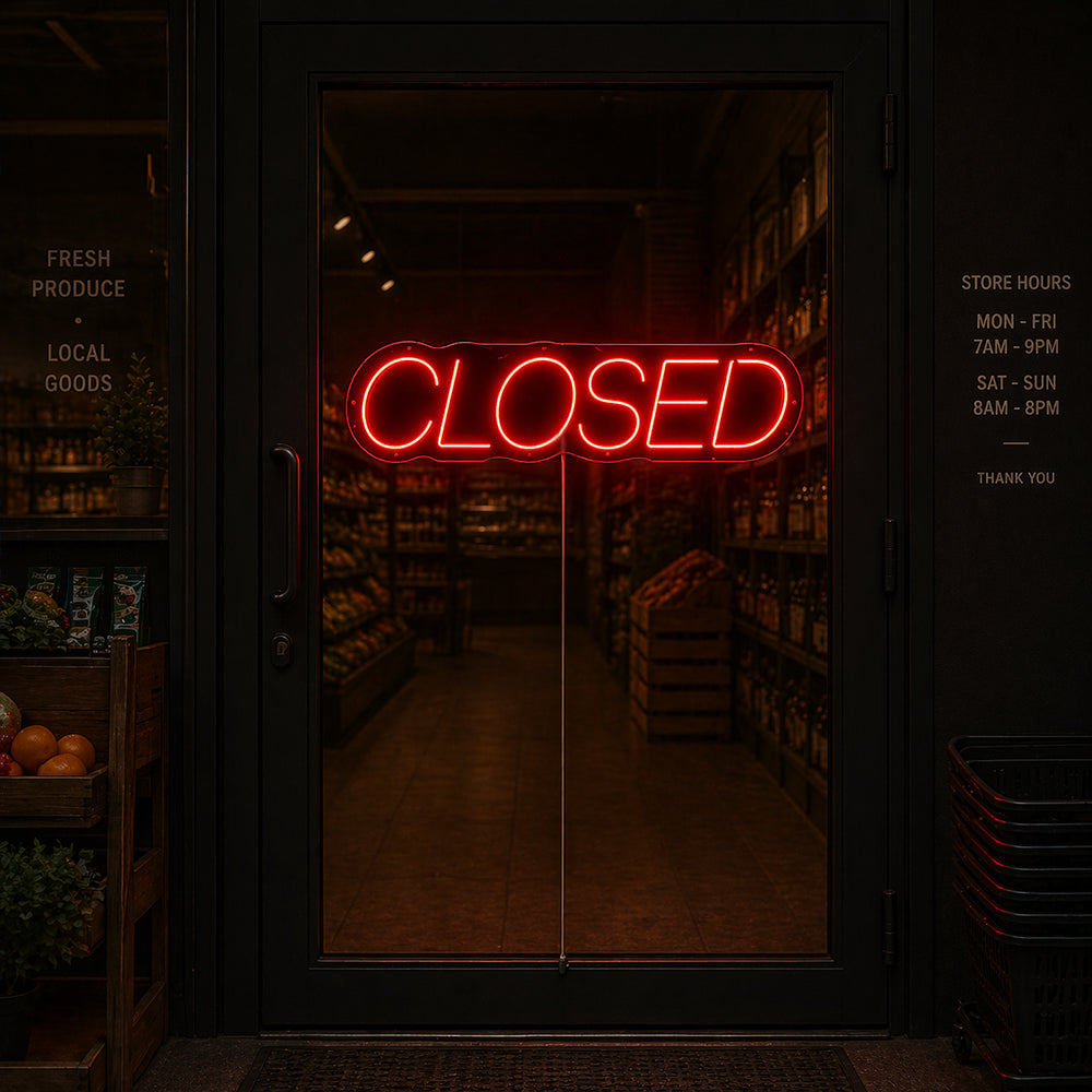 Closed Caps LED Neon Sign - Made in London Restaurant Neon Signs