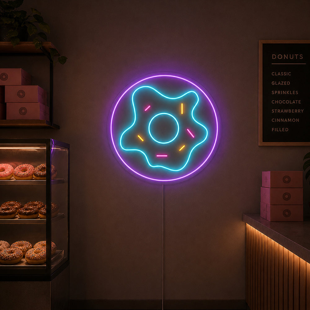 Donut LED Neon Sign - Made in London Food Restaurants Neon Signs