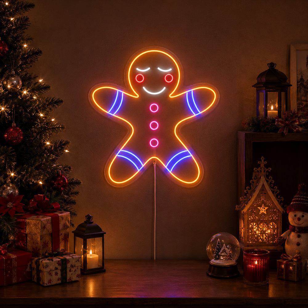 Gingerbread Man LED Neon Sign - Made in London Christmas Neon Signs