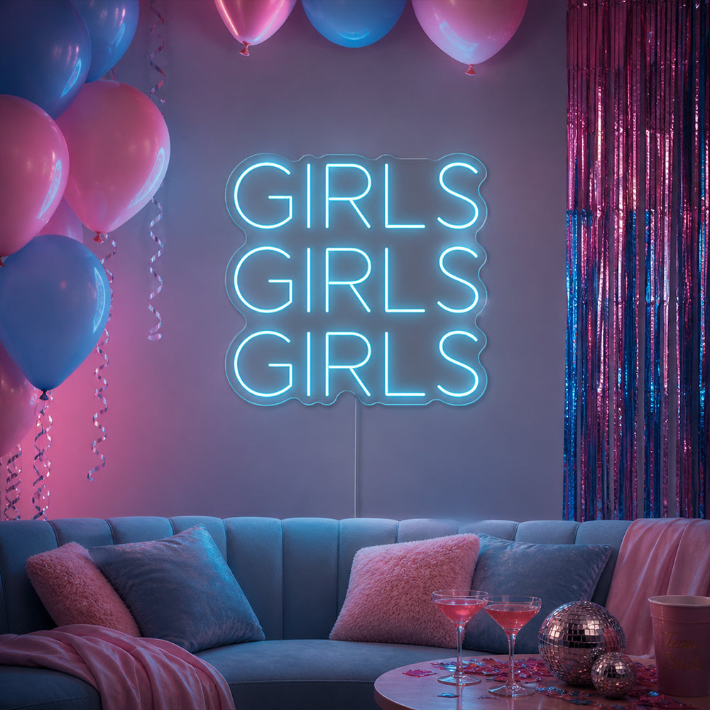 Girls Girls Girls LED Neon Sign - Planet Neon Made in London Neon Signs