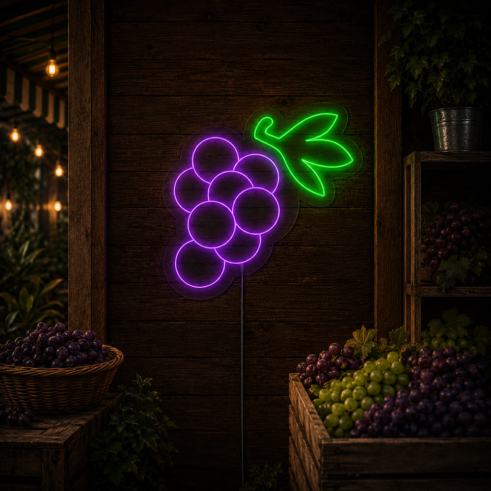 Grapes LED Neon Sign - Made in London Food Restaurants Neon Signs