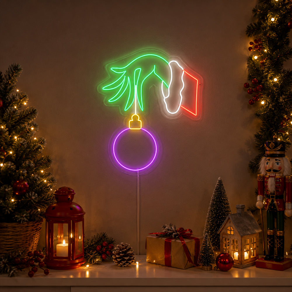 The Grinch's hand LED Neon Sign - Made in London Christmas Neon Signs