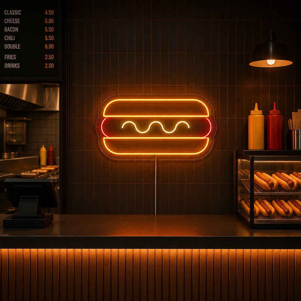 Hot Dog LED Neon Sign - Made in London Food Restaurants Neon Signs
