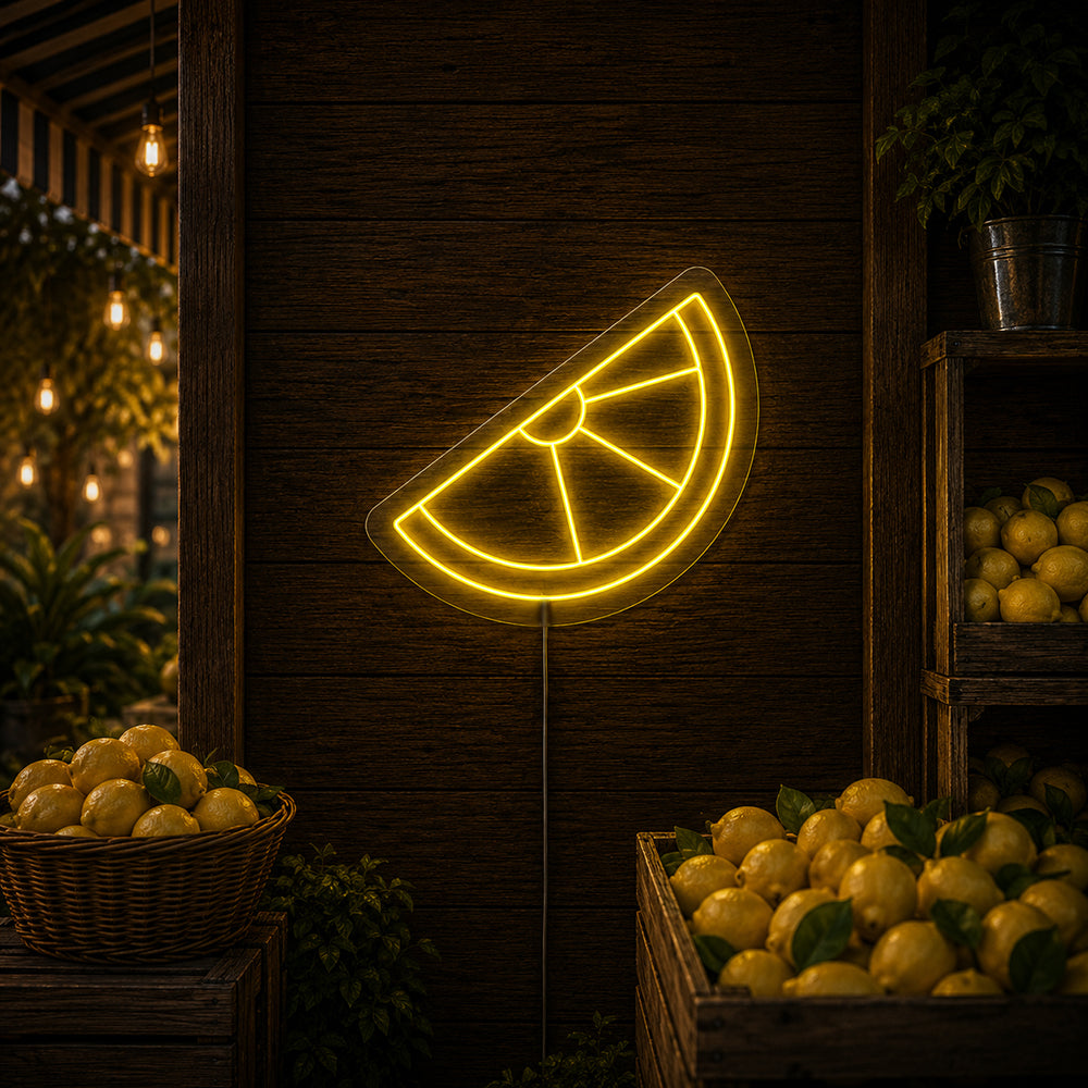 Lemon Slice LED Neon Sign - Made in London Food Restaurants Neon Signs
