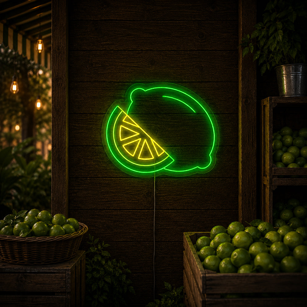 Lime LED Neon Sign - Made in London Food Restaurants Neon Signs