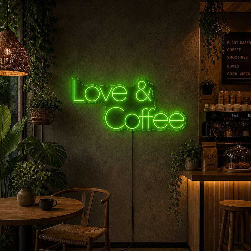 Love and Coffee LED Neon Sign - Made in London Food Restaurants Cafe Neon Signs