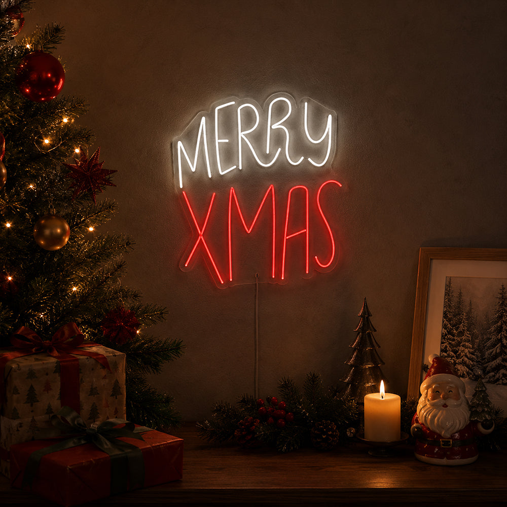 Merry Xmas LED Neon Sign - Made in London Christmas Neon Signs