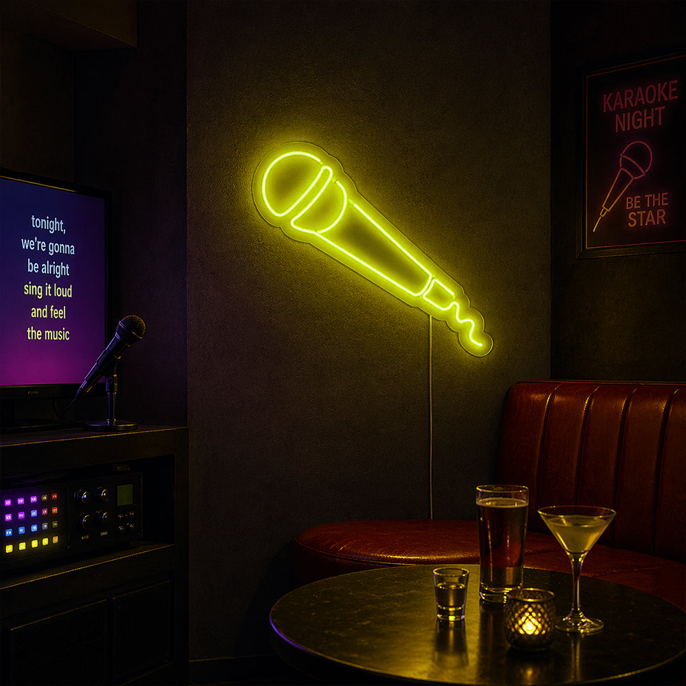 Microphone LED Neon Sign - Made in London Music Neon Signs