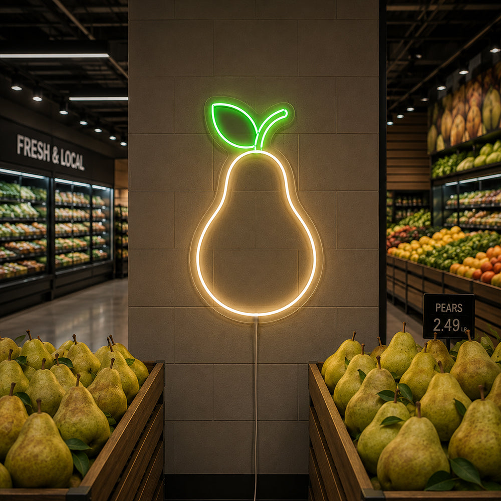 Pear LED Neon Sign - Made in London Food Restaurants Neon Signs