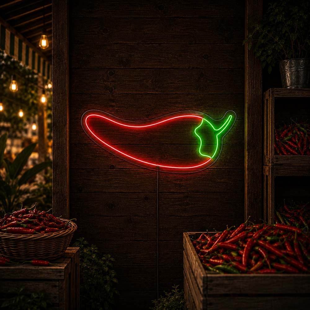 Chilli Pepper LED Neon Sign - Made in London Food Restaurants Neon Signs