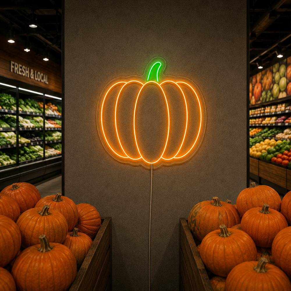 Pumpkin LED Neon Sign - Made in London Food Restaurants Neon Signs