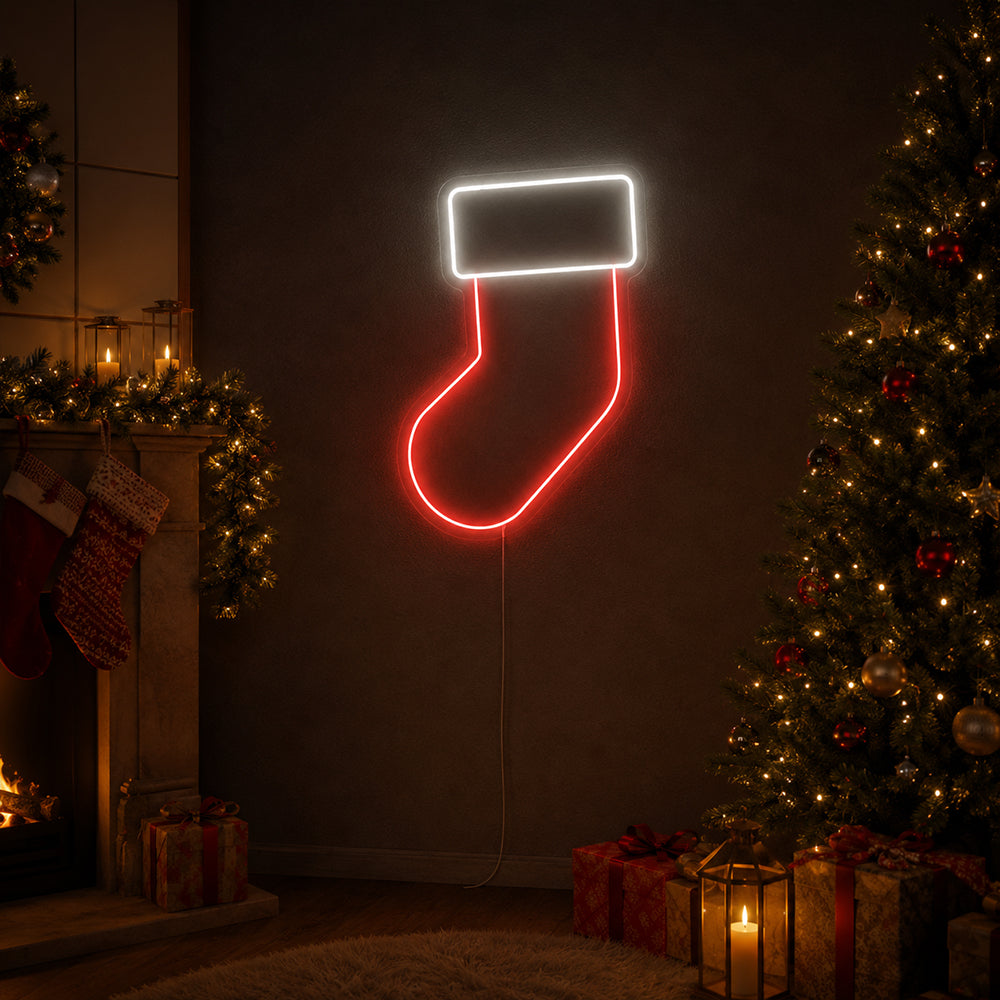 Christmas Red Stocking LED Neon Sign - Made in London Neon Signs
