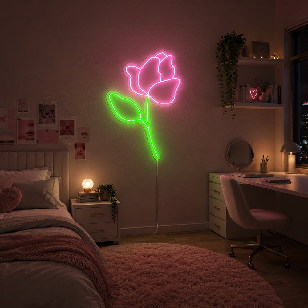 Rose Flower LED Neon Sign - Planet Neon Made in London Neon Signs