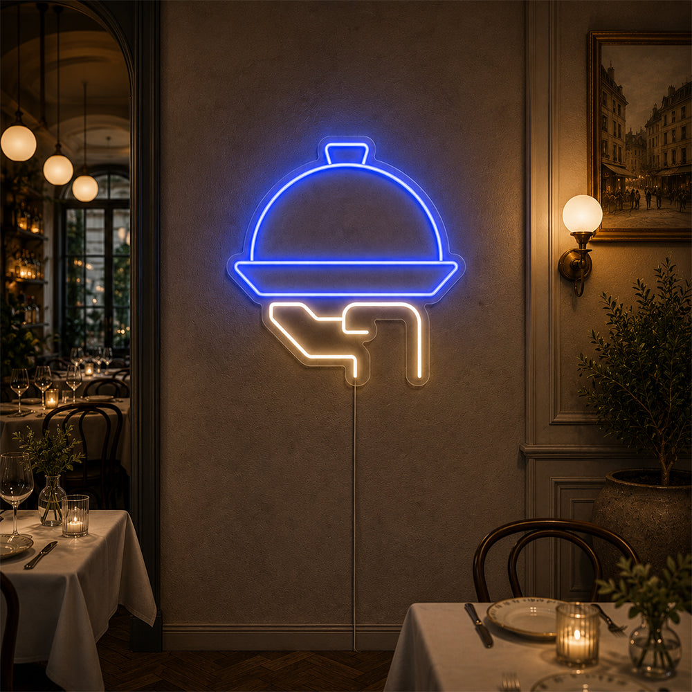 Serving Tray LED Neon Sign - Made in London Food Restaurants Neon Signs