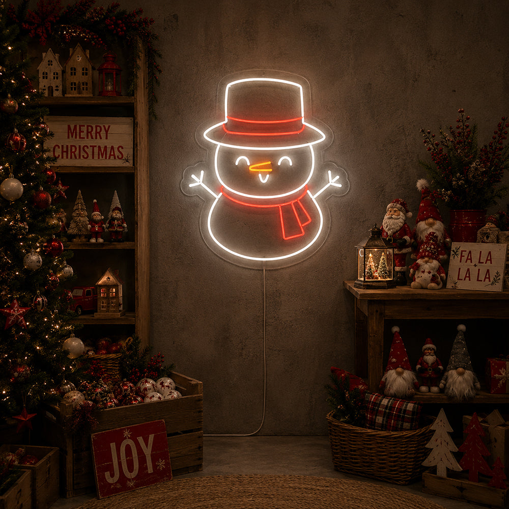 Snowman LED Neon Sign - Made in London Christmas Neon Signs