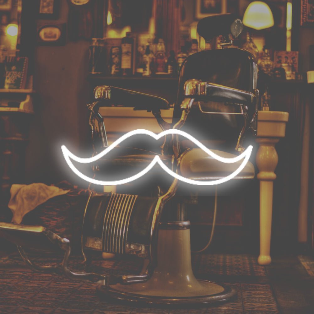 Moustache LED Neon Sign - Made in London Barbershop Neon Signs - Planet Neon